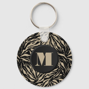 Monogrammed Zebra Animal Print Nyckelring