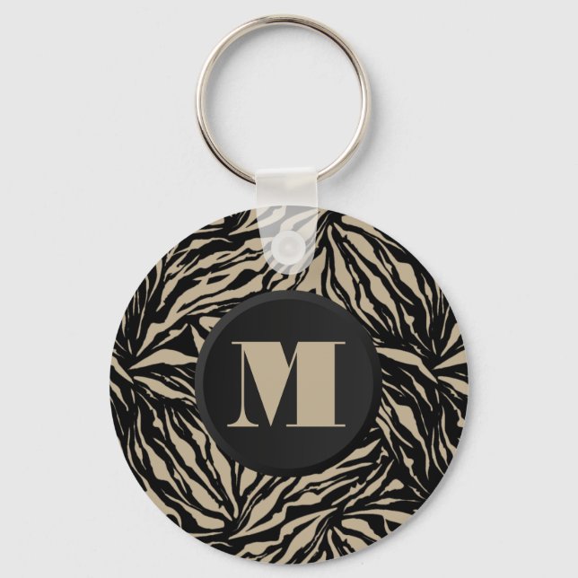 Monogrammed Zebra Animal Print Nyckelring (Framsida)