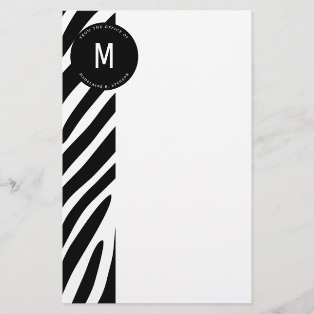 Monogrammed Zebra Gräns från kontoret Brevpapper (Framsida)