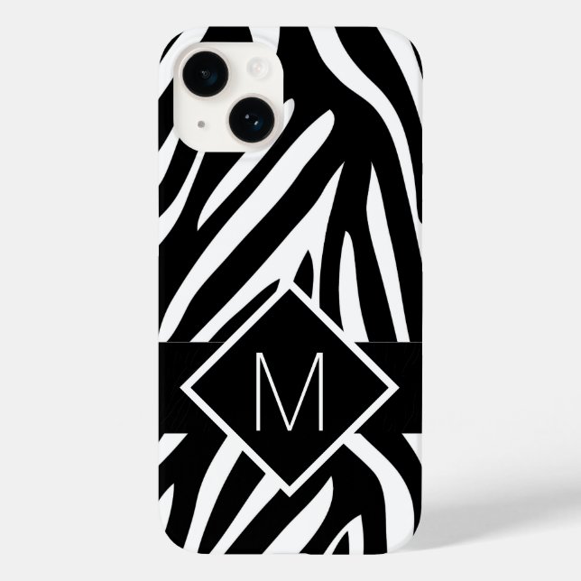 Monogrammed Zebra tryck Black and White Linjer (Baksida)