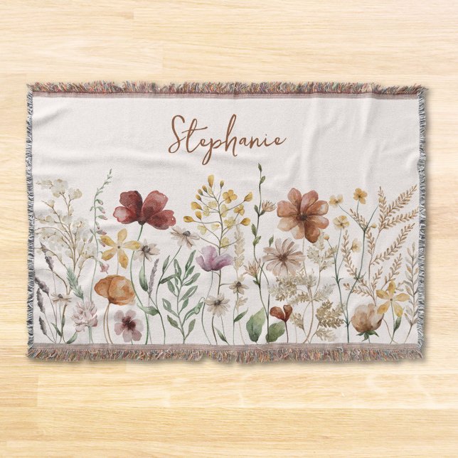 Monogrammerad akvarell vildblomma snygg blomma filt (Skapare uppladdad)