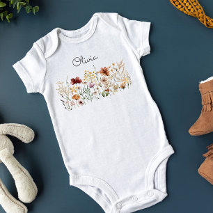 Monogrammerad akvarell vildblomma snygg blomma t shirt