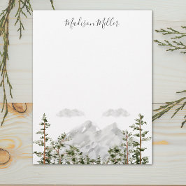 Monogrammerad akvarellberg och skog brevhuvud