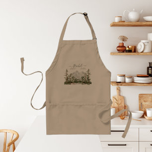 Monogrammerad akvarellberg och skog förkläde