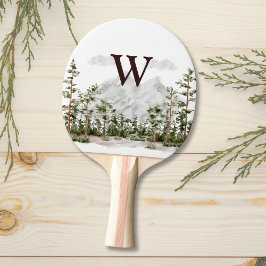 Monogrammerad akvarellberg och skog pingisracket