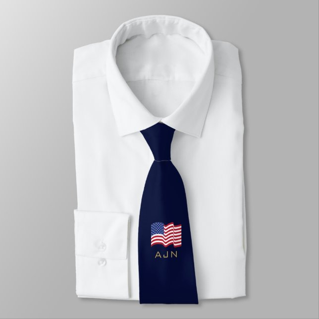Monogrammerad amerikansk flagg slips (Bunden)