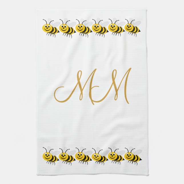 Monogrammerad Biedesign Kökshandduk (Vertikal)