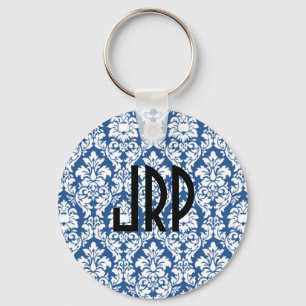 Monogrammerad blå mask nyckelring