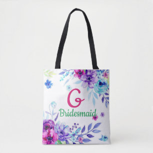 Monogrammerad Blommig Bröllopsfest Tygkasse