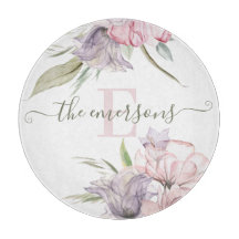 Monogrammerad blomster skärbräda