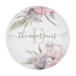 Monogrammerad blomster skärbräda