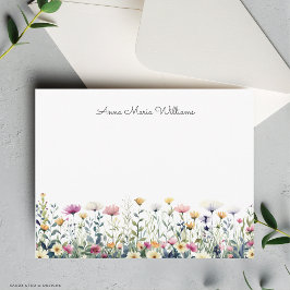 Monogrammerad blomsterakvarell vildblomma anteckningskort
