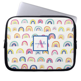 Monogrammerad Boho-regnbågsmönster Laptop Fodral