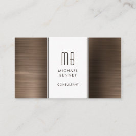 Monogrammerad bronsbrun metallisk folie konsulent visitkort