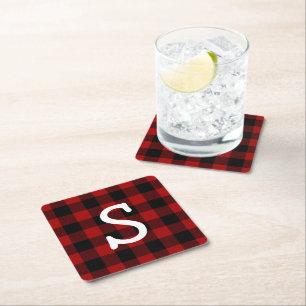 Monogrammerad buffel underlägg papper kvadrat