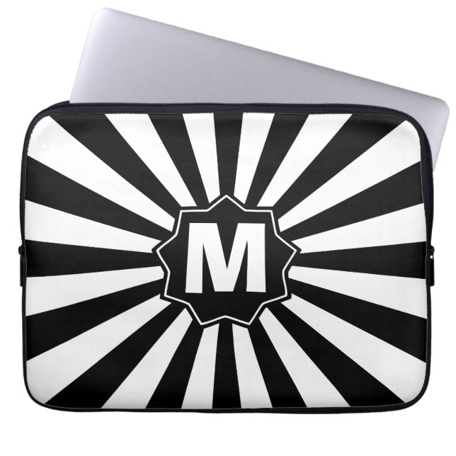 Monogrammerad BW Wham Bam Laptop Sleeve (Framsidan)