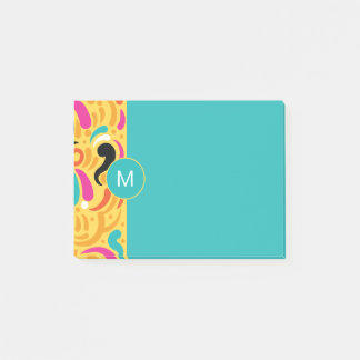 Monogrammerad Djärvt Färgad Abstrakt Post-it Block