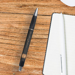 Monogrammerad elegant svart guldnamn script kontor