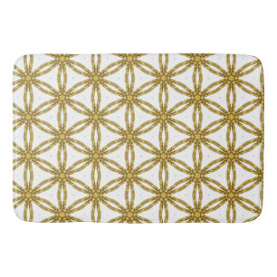Monogrammerad elegant vit och guld geometrisk badrumsmatta