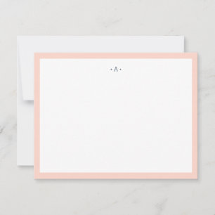 Monogrammerad enradig Brev monogram blå strimlad Anteckningskort