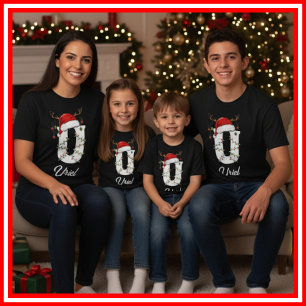 Monogrammerad familj jul hjorthorn tomteluva t shirt