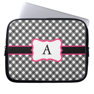 Monogrammerad Gingham-fodral för bärbar dator Laptop Sleeve