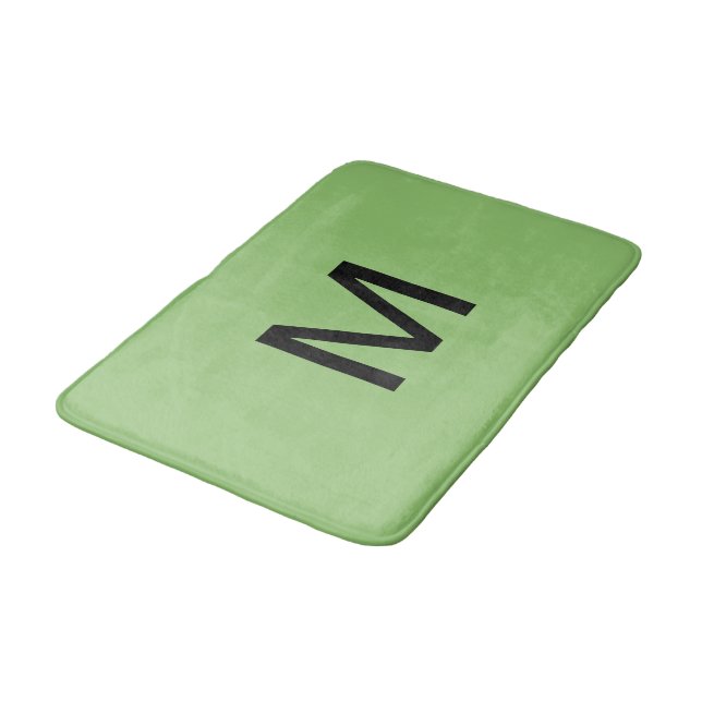 Monogrammerad grön badrumsmattor i pistaschfärg (Vinklad)