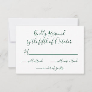 Monogrammerad guldkrona och grön bröllops-rsvp OSA kort