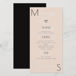 Monogrammerad hjärtbröllopsmeny