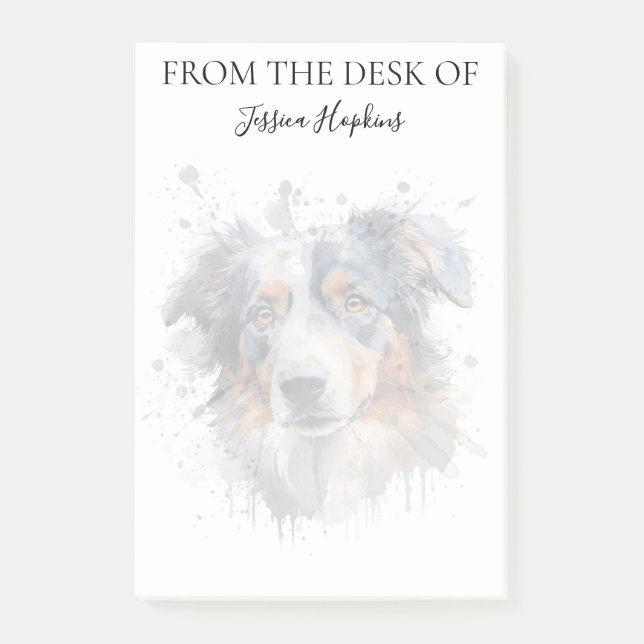 Monogrammerad hund Australiensisk herdehund Post-it Block (Framsida)