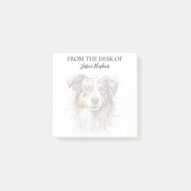Monogrammerad hund Australiensisk herdehund Post-it Block (Framsida)