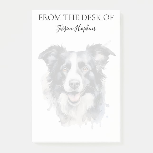 Monogrammerad hund för Border Collie-älskare Post-it Block (Framsida)