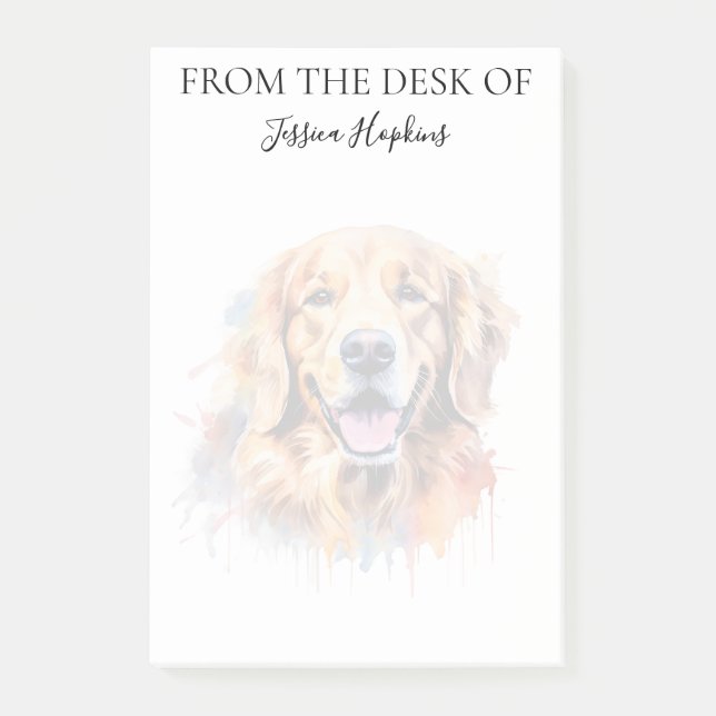 Monogrammerad hund för Golden Retriever-älskare Post-it Block (Framsida)