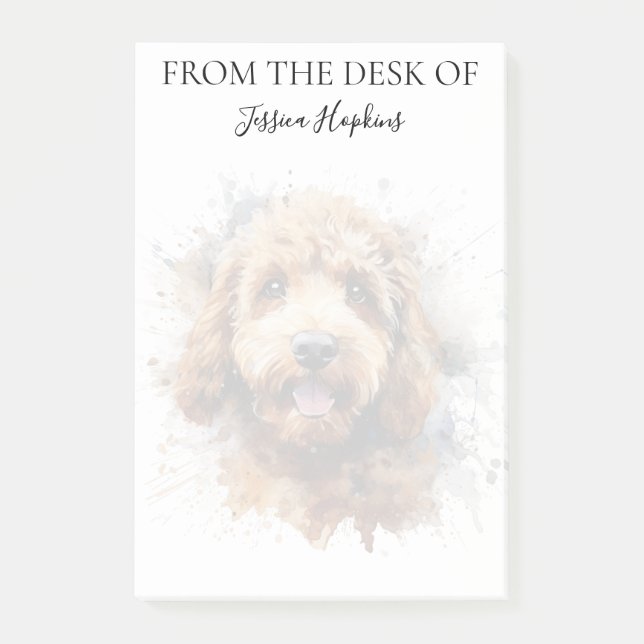 Monogrammerad hund för Labradoodle-älskare Post-it Block (Framsida)