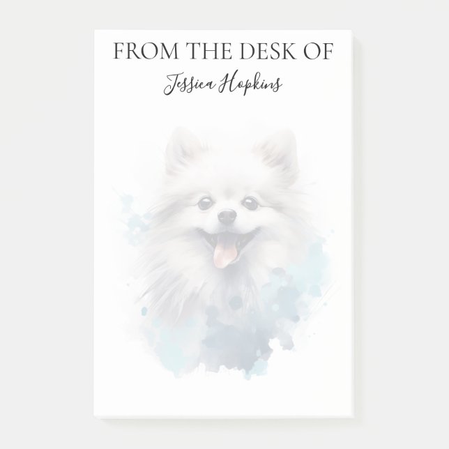 Monogrammerad hund för Pomeranian-älskare  Post-it Block (Framsida)