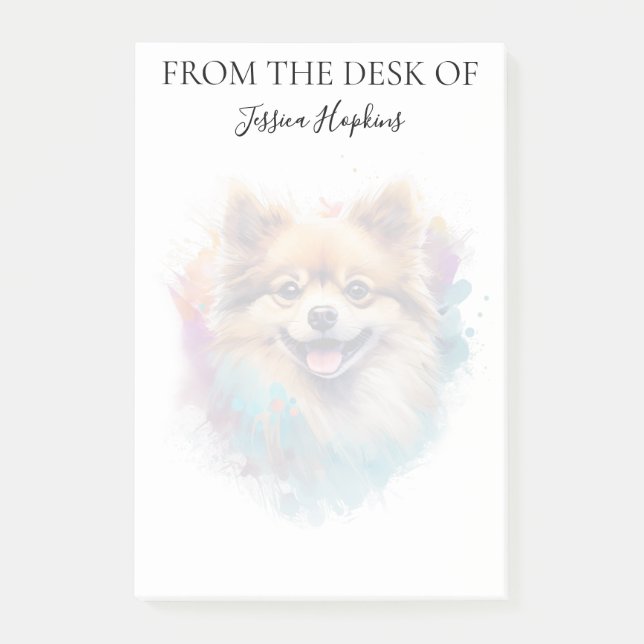 Monogrammerad hund för Pomeranian-älskare  Post-it Block (Framsida)