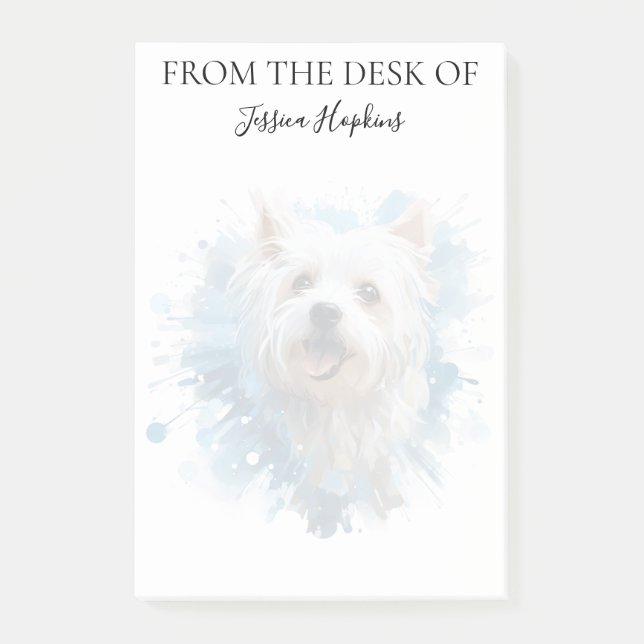 Monogrammerad hund för Westie-älskare  Post-it Block (Framsida)