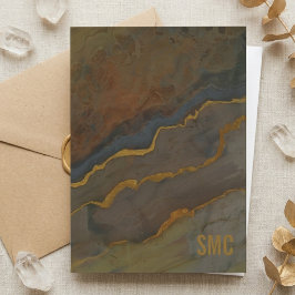 Monogrammerad jordton Geode Marmor Tack Kort