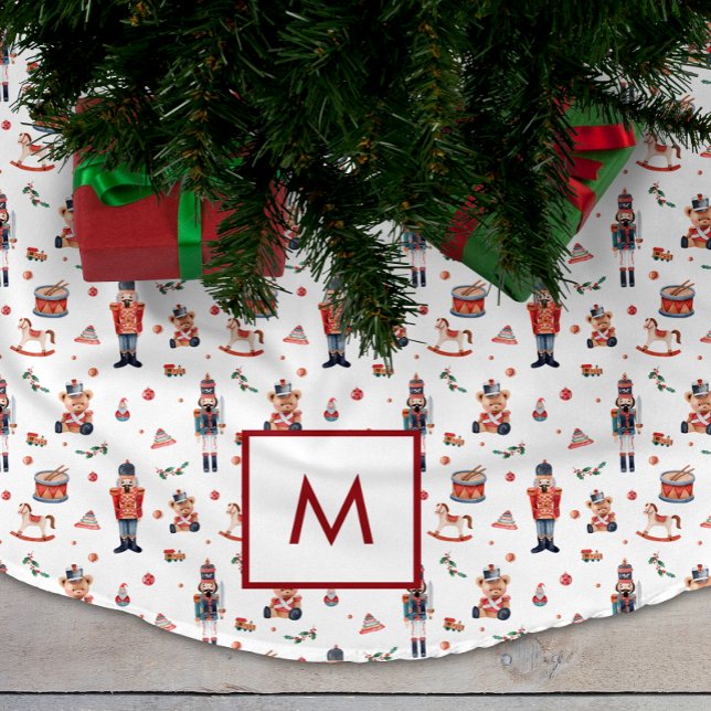 Monogrammerad julgranstav julgransmatta borstad polyester (Monogrammed Christmas Tree Skirt
)