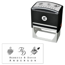 Monogrammerad katolsk vigsel med två hjärtan självfärgande stämpel