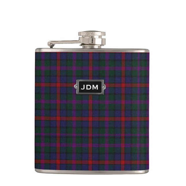 Monogrammerad klan MacCaughan Tartan Plaid Flask Fickplunta (Framsidan)