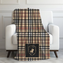 Monogrammerad Klassisk Tartanrutig Polotröja Mokka Fleecefilt