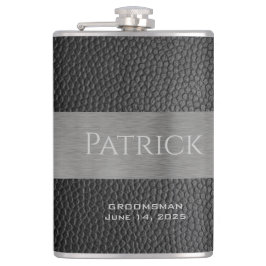 Monogrammerad kolv av läder och Metall Fickplunta