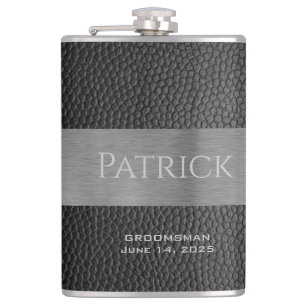 Monogrammerad kolv av läder och Metall Fickplunta