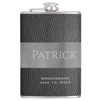 Monogrammerad kolv av läder och Metall Fickplunta