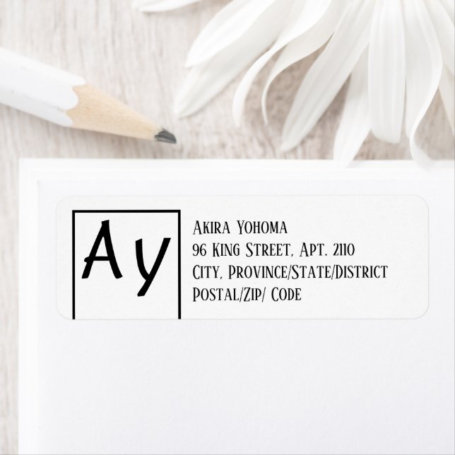 Monogrammerad kontaktinformation returadress etikett (Insitu)