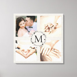 Monogrammerad kranscollage med 4 bilder
