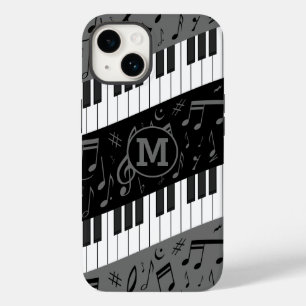 Monogrammerad kurva piano nycklar och musik noter