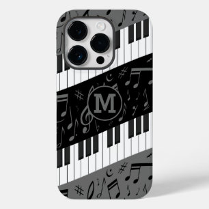 Monogrammerad kurva piano nycklar och musik noter