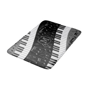 Monogrammerad kurva piano nycklar och musik noter badrumsmatta